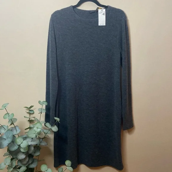 New Grey Polo Ralph Lauren Wool Dress Long Sleeve Women Large Winter Knee Length - Picture 2 of 8